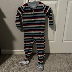 Carters Loose Fit Footed Stripe/Bear PJs